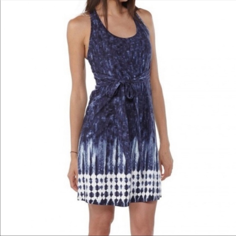 Navy Blue Tie-Dye Sleeveless Dress